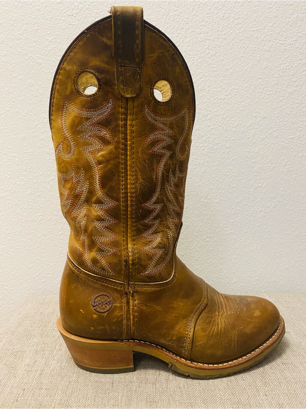 Double H Women's Brown Leather Pull-On Heeled Cowboy Boots